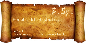 Porubszki Szabolcs névjegykártya